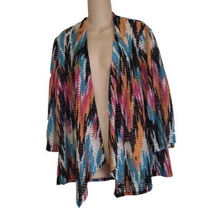 Travel Elements Cardigan Topper Kimono Top XL Colorful Sheer Portions Stunning!